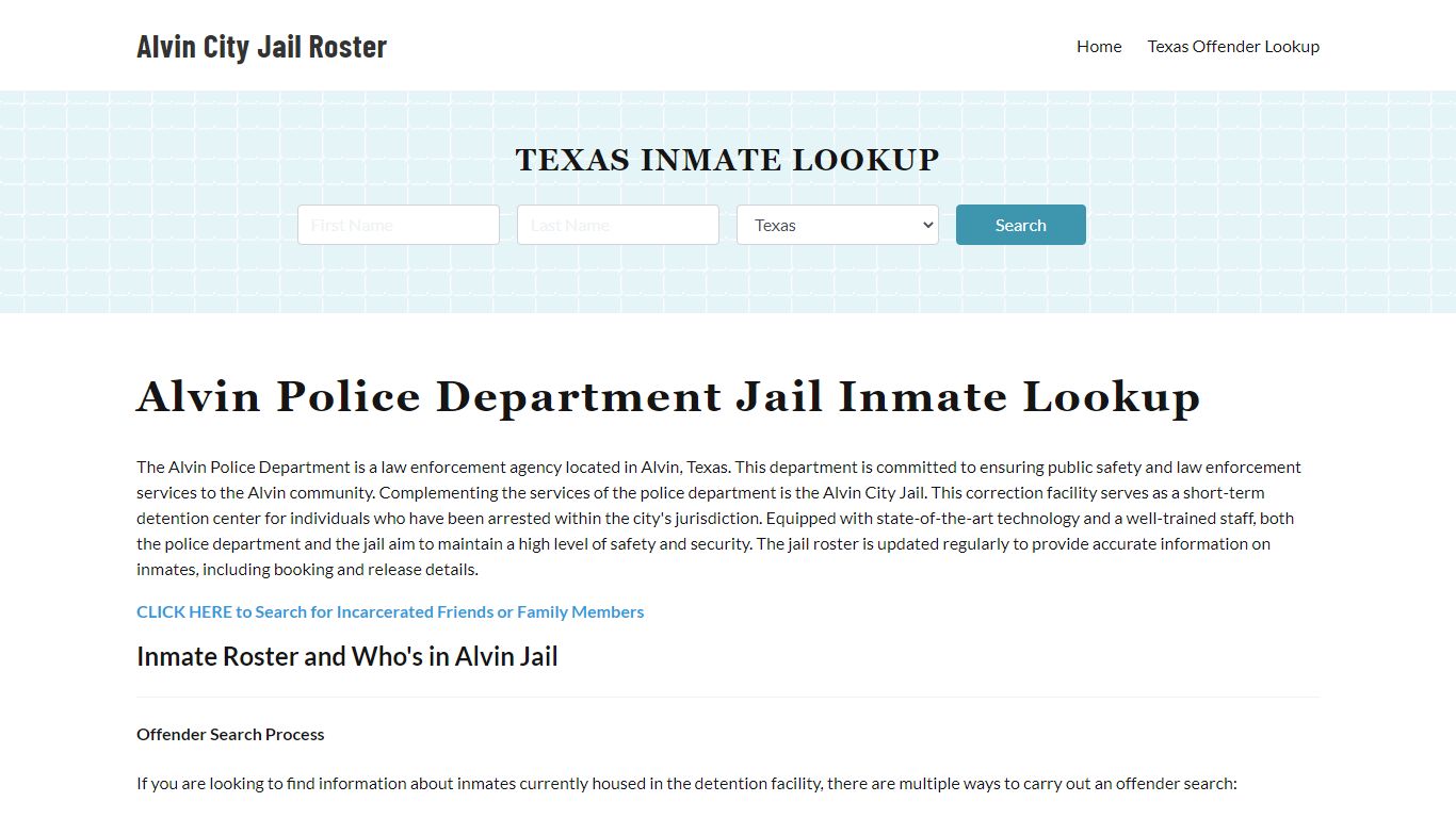 Alvin Police Department & City Jail, TX Inmate Roster, Arrests, Mugshots