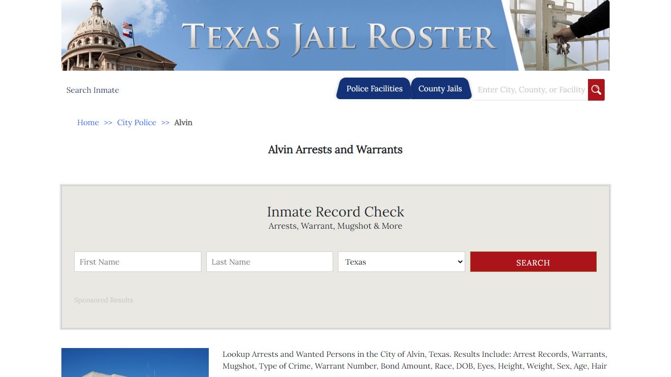 Alvin Arrests and Warrants | Jail Roster Search